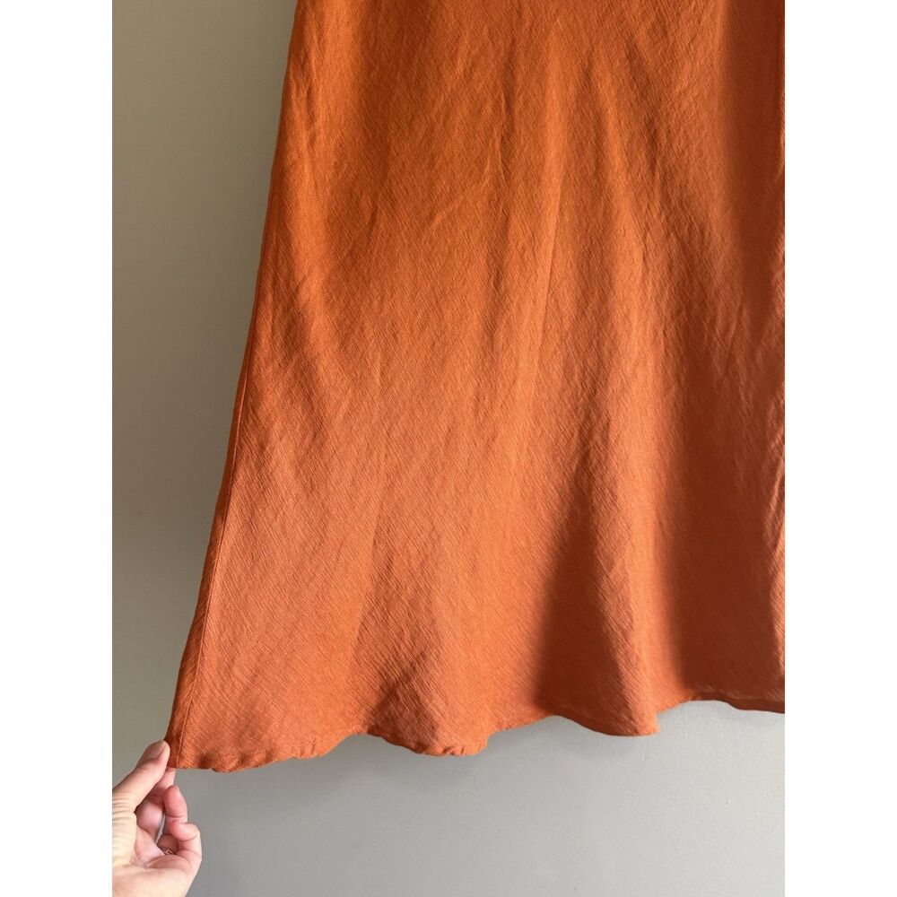 Eileen Fisher Linen Blend Maxi Skirt Burnt Orange Lagenlook Minimalist Boho Med - Picture 3 of 12